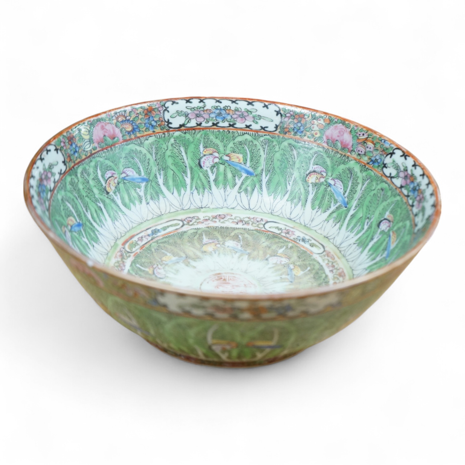 An early 20th century Chinese ‘cabbage’ punch bowl, 29.5cm